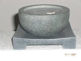 Kerzenschale und Untersatz, Steinschliff, Durchmesser ca. 12 cm höhe ca. 6 cm, Sockel  Steinschliff höhe ca 3 cm, Button Angebote, Code AC 28